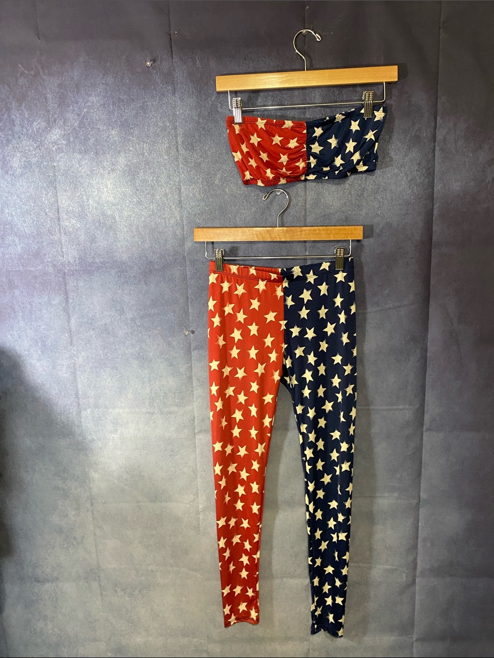 See You Monday Red & Blue Star Print Leggings Set